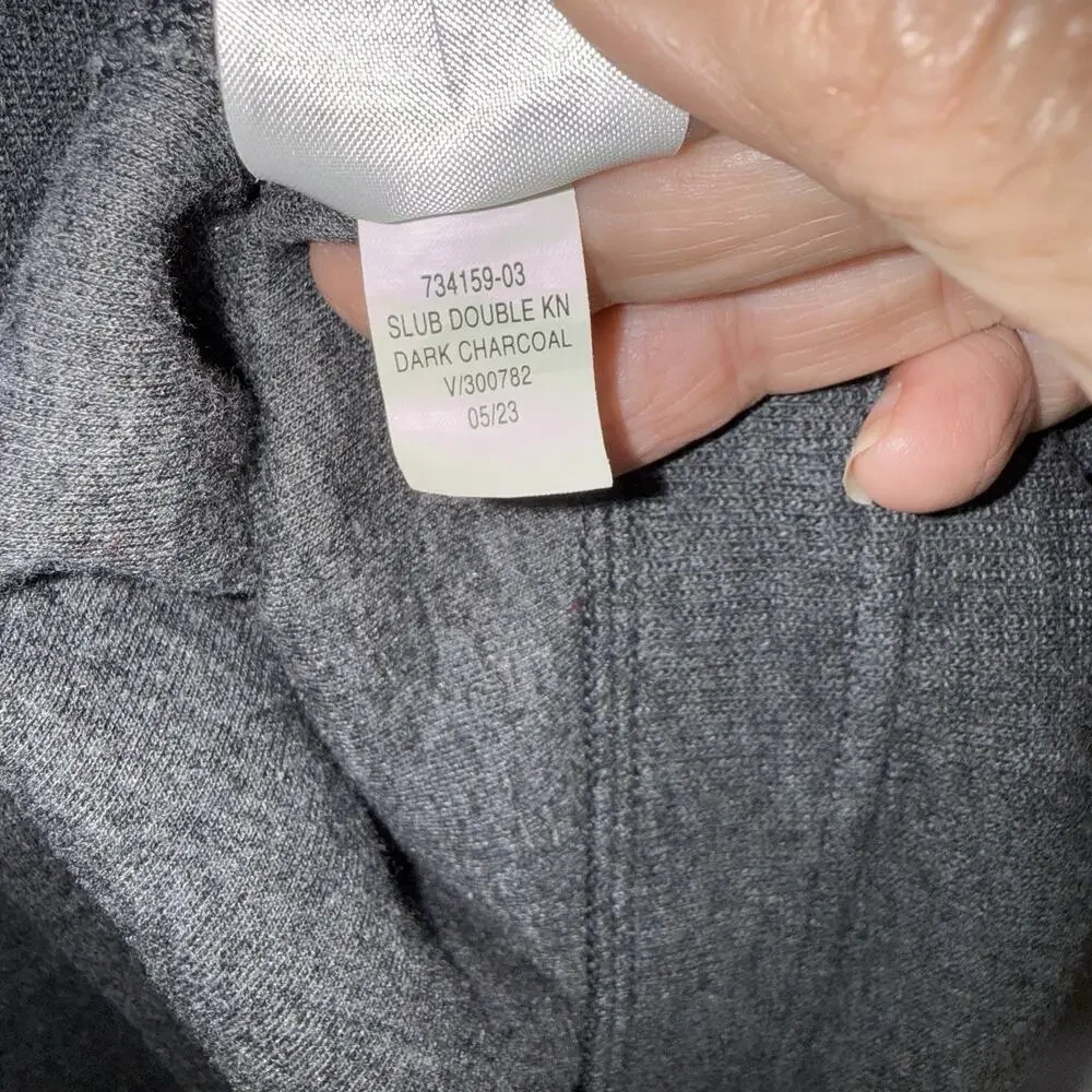 Banana Republic Slub Double Knit Charcoal Gray Crew Neck Long Sleeve T Shirt XXL